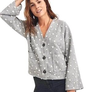 Madewell AG245 Texture & Thread Boxy Bobble Crop Cardigan Popcorn Pom Polka Dots